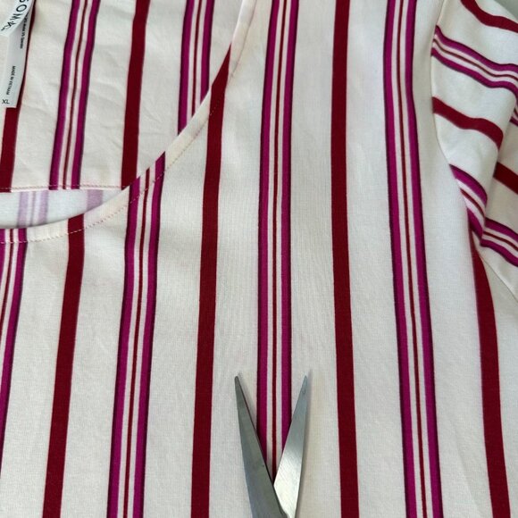 Soma Cool Nights Sleepshirt XL Red Cream Long Sleeve Striped - Picture 9 of 12